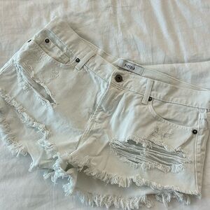 Pistola White Denim Mini Shorts 29